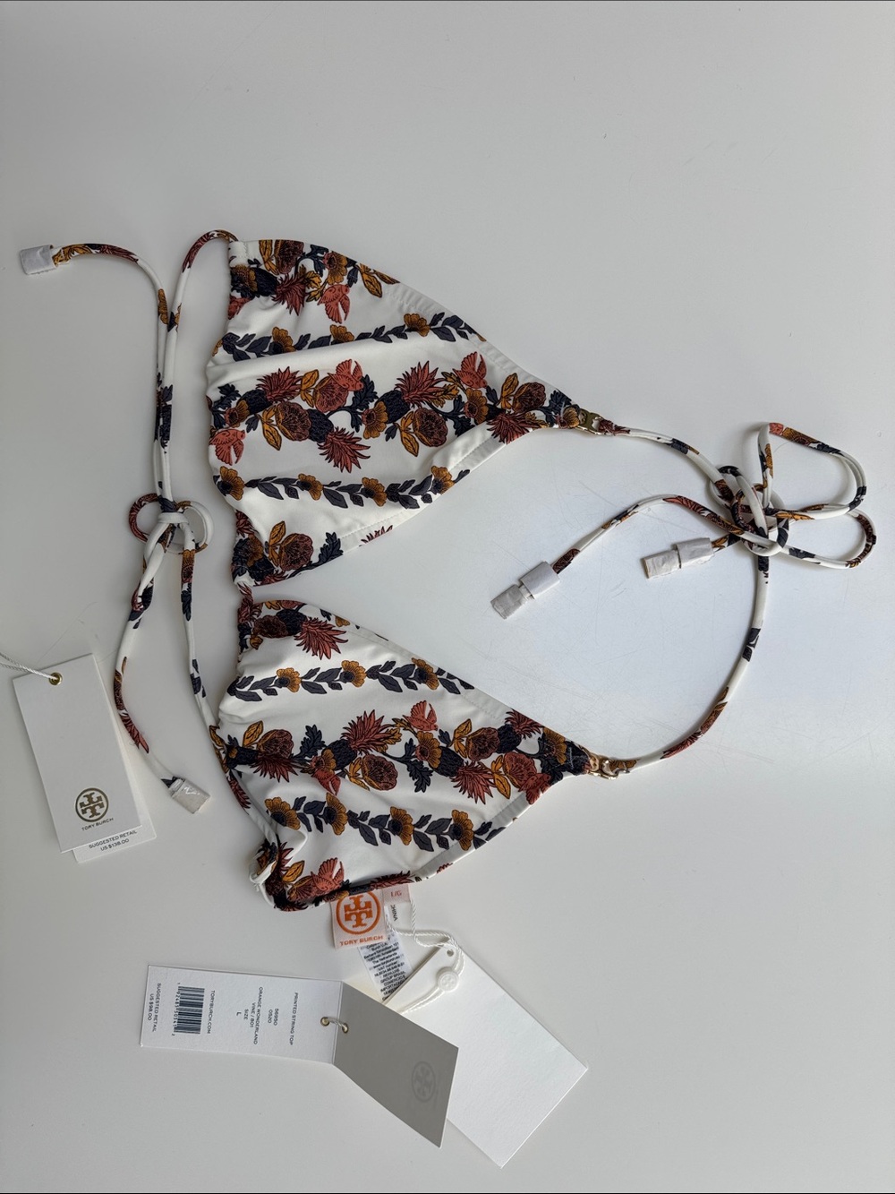 Tory Burch NWT Orange Wonderland Vine print High-Waist Bikini Set size L - Picture 4 of 11